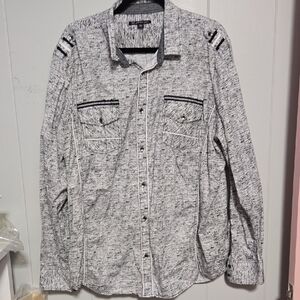 INC International Concepts MENS Black and White Patterned Shirt